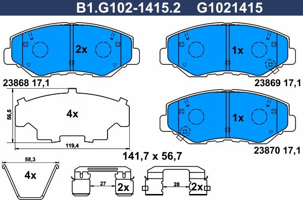 Galfer B1.G102-1415.2 - Kit pastiglie freno, Freno a disco autozon.pro