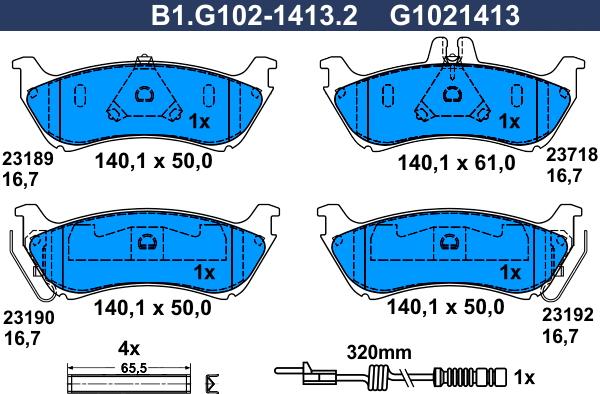 Galfer B1.G102-1413.2 - Kit pastiglie freno, Freno a disco autozon.pro