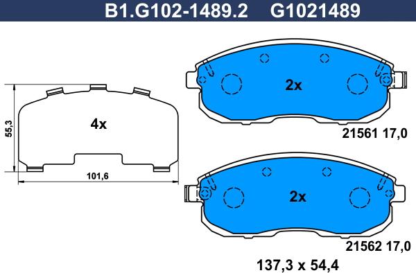 Galfer B1.G102-1489.2 - Kit pastiglie freno, Freno a disco autozon.pro