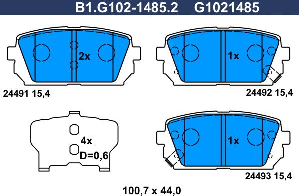 Galfer B1.G102-1485.2 - Kit pastiglie freno, Freno a disco autozon.pro