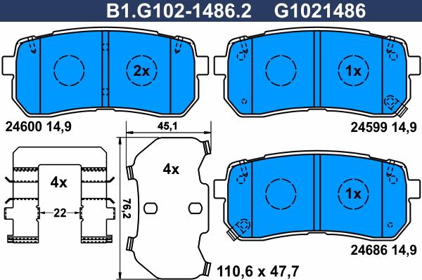 Galfer B1.G102-1486.2 - Kit pastiglie freno, Freno a disco autozon.pro