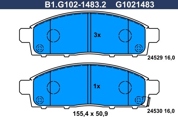 Galfer B1.G102-1483.2 - Kit pastiglie freno, Freno a disco autozon.pro