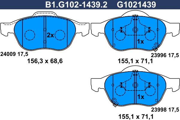 Galfer B1.G102-1439.2 - Kit pastiglie freno, Freno a disco autozon.pro