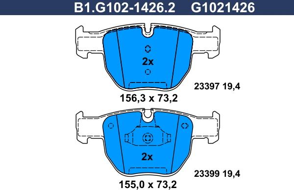 Galfer B1.G102-1426.2 - Kit pastiglie freno, Freno a disco autozon.pro