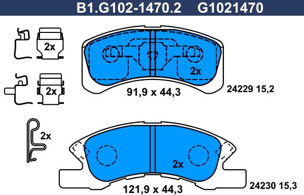 Galfer B1.G102-1470.2 - Kit pastiglie freno, Freno a disco autozon.pro