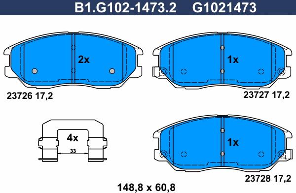 Galfer B1.G102-1473.2 - Kit pastiglie freno, Freno a disco autozon.pro