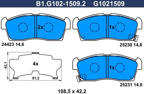 Galfer B1.G102-1509.2 - Kit pastiglie freno, Freno a disco autozon.pro