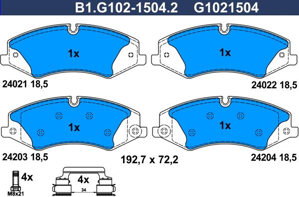 Galfer B1.G102-1504.2 - Kit pastiglie freno, Freno a disco autozon.pro