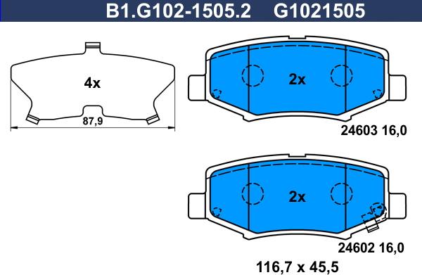 Galfer B1.G102-1505.2 - Kit pastiglie freno, Freno a disco autozon.pro