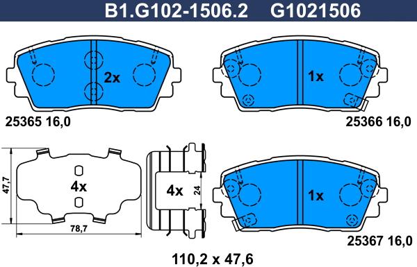 Galfer B1.G102-1506.2 - Kit pastiglie freno, Freno a disco autozon.pro