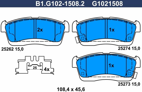 Galfer B1.G102-1508.2 - Kit pastiglie freno, Freno a disco autozon.pro