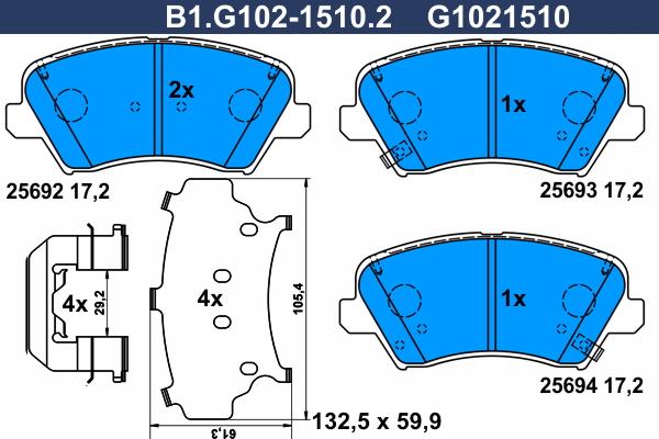 Galfer B1.G102-1510.2 - Kit pastiglie freno, Freno a disco autozon.pro