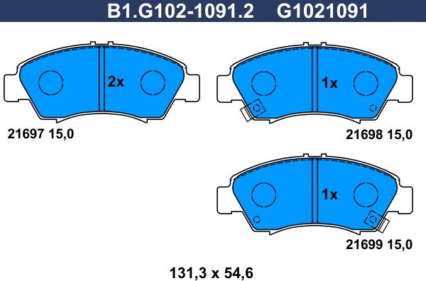 Galfer B1.G102-1091.2 - Kit pastiglie freno, Freno a disco autozon.pro