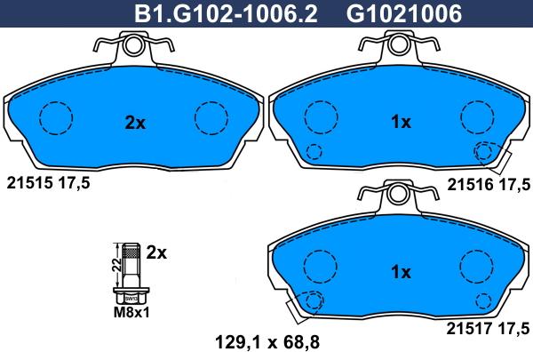 Galfer B1.G102-1006.2 - Kit pastiglie freno, Freno a disco autozon.pro