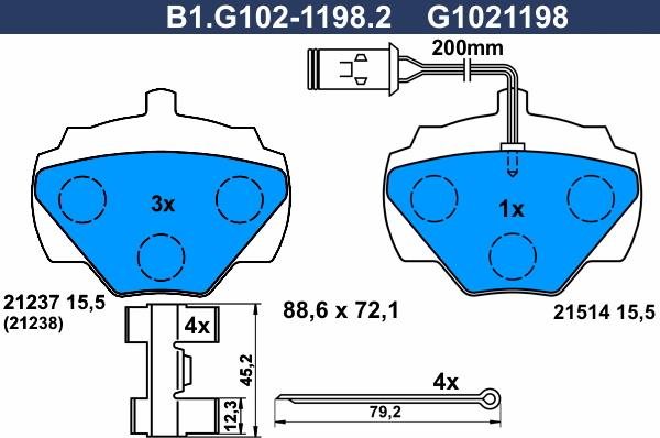 Galfer B1.G102-1198.2 - Kit pastiglie freno, Freno a disco autozon.pro