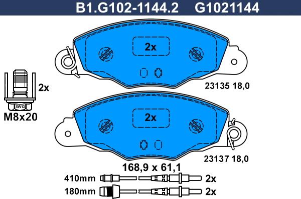 Galfer B1.G102-1144.2 - Kit pastiglie freno, Freno a disco autozon.pro