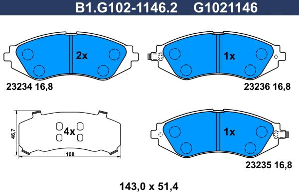 Galfer B1.G102-1146.2 - Kit pastiglie freno, Freno a disco autozon.pro