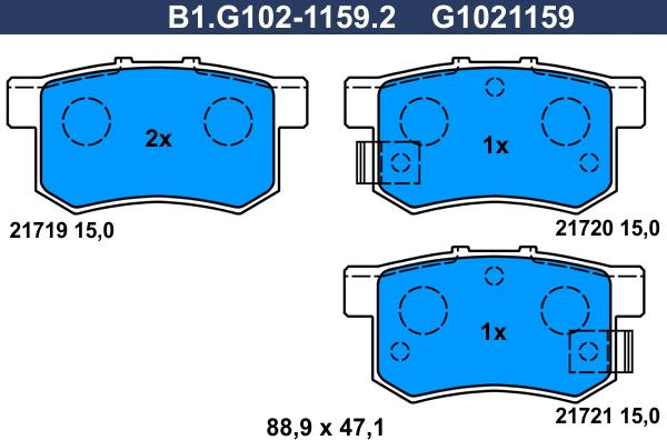 Galfer B1.G102-1159.2 - Kit pastiglie freno, Freno a disco autozon.pro