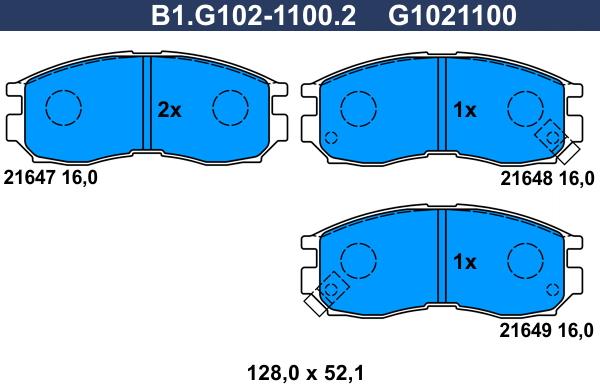 Galfer B1.G102-1100.2 - Kit pastiglie freno, Freno a disco autozon.pro