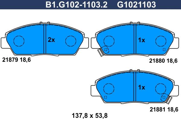 Galfer B1.G102-1103.2 - Kit pastiglie freno, Freno a disco autozon.pro