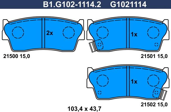 Galfer B1.G102-1114.2 - Kit pastiglie freno, Freno a disco autozon.pro