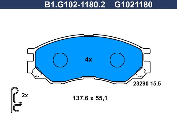 Galfer B1.G102-1180.2 - Kit pastiglie freno, Freno a disco autozon.pro