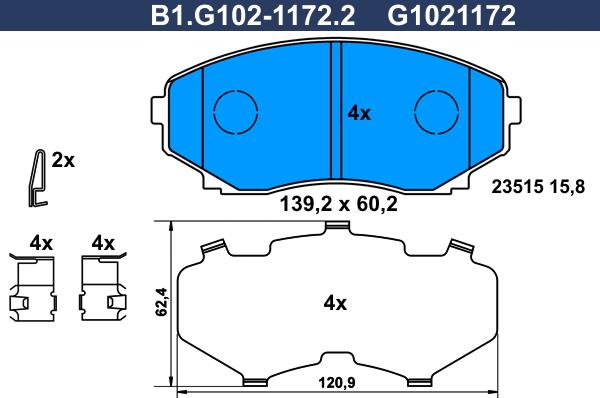 Galfer B1.G102-1172.2 - Kit pastiglie freno, Freno a disco autozon.pro