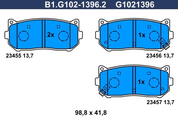 Galfer B1.G102-1396.2 - Kit pastiglie freno, Freno a disco autozon.pro