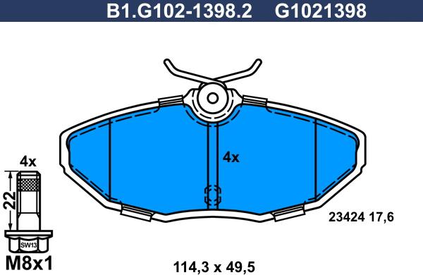 Galfer B1.G102-1398.2 - Kit pastiglie freno, Freno a disco autozon.pro