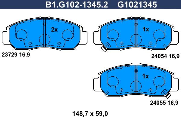 Galfer B1.G102-1345.2 - Kit pastiglie freno, Freno a disco autozon.pro