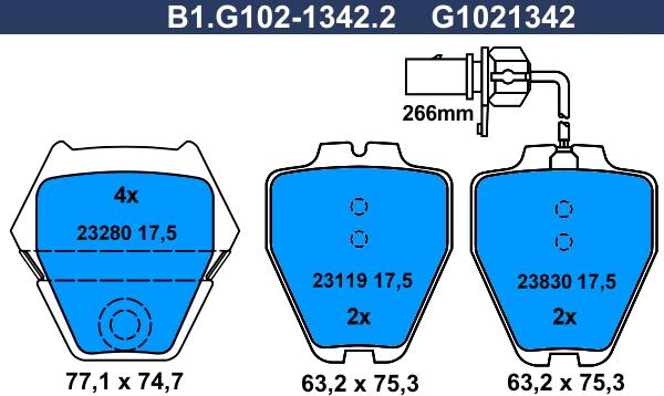 Galfer B1.G102-1342.2 - Kit pastiglie freno, Freno a disco autozon.pro