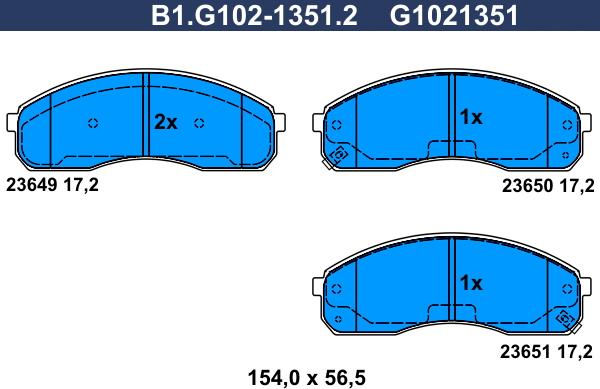 Galfer B1.G102-1351.2 - Kit pastiglie freno, Freno a disco autozon.pro