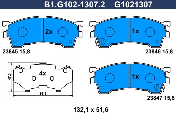 Galfer B1.G102-1307.2 - Kit pastiglie freno, Freno a disco autozon.pro