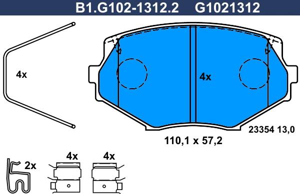 Galfer B1.G102-1312.2 - Kit pastiglie freno, Freno a disco autozon.pro