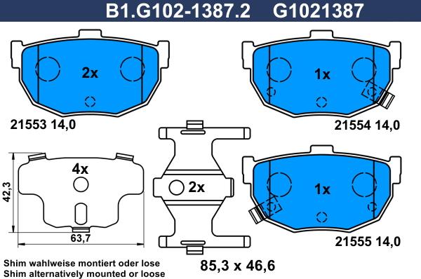 Galfer B1.G102-1387.2 - Kit pastiglie freno, Freno a disco autozon.pro