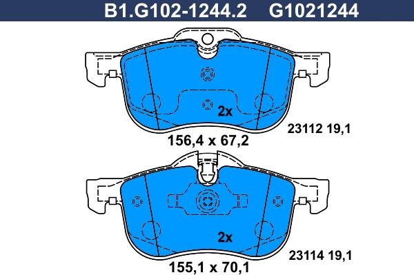 Galfer B1.G102-1244.2 - Kit pastiglie freno, Freno a disco autozon.pro