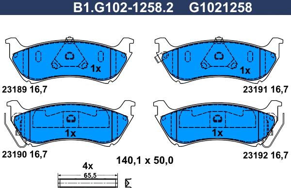 Galfer B1.G102-1258.2 - Kit pastiglie freno, Freno a disco autozon.pro