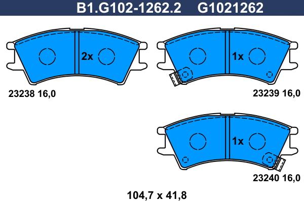 Galfer B1.G102-1262.2 - Kit pastiglie freno, Freno a disco autozon.pro