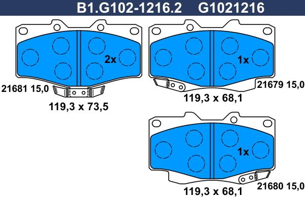 Galfer B1.G102-1216.2 - Kit pastiglie freno, Freno a disco autozon.pro