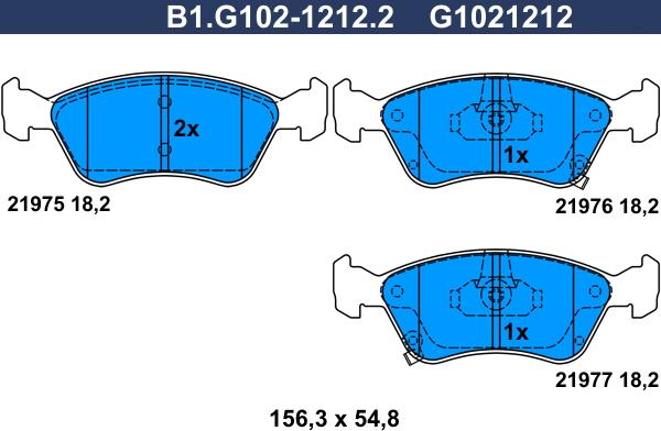 Galfer B1.G102-1212.2 - Kit pastiglie freno, Freno a disco autozon.pro