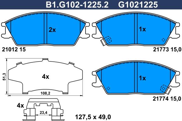 Galfer B1.G102-1225.2 - Kit pastiglie freno, Freno a disco autozon.pro