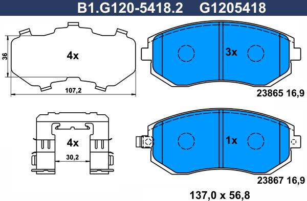 Galfer B1.G120-5418.2 - Kit pastiglie freno, Freno a disco autozon.pro