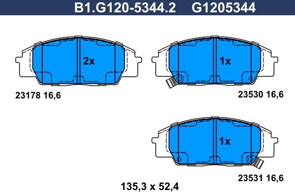 Galfer B1.G120-5344.2 - Kit pastiglie freno, Freno a disco autozon.pro