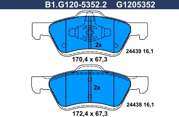 Galfer B1.G120-5352.2 - Kit pastiglie freno, Freno a disco autozon.pro