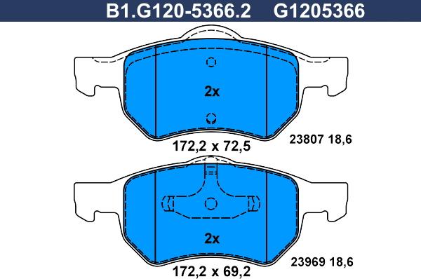 Galfer B1.G120-5366.2 - Kit pastiglie freno, Freno a disco autozon.pro