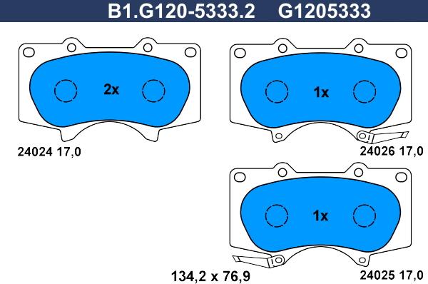 Galfer B1.G120-5333.2 - Kit pastiglie freno, Freno a disco autozon.pro