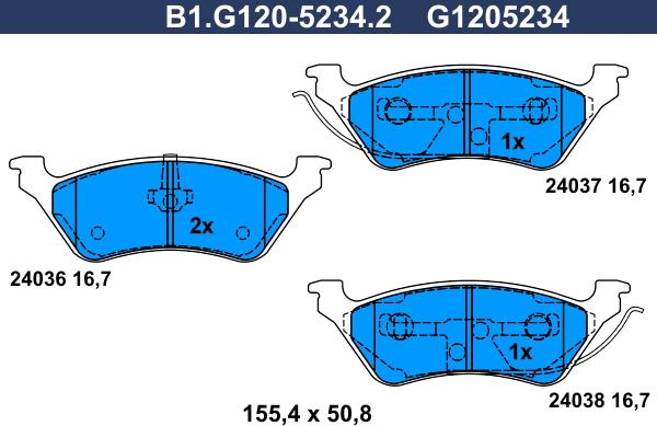 Galfer B1.G120-5234.2 - Kit pastiglie freno, Freno a disco autozon.pro