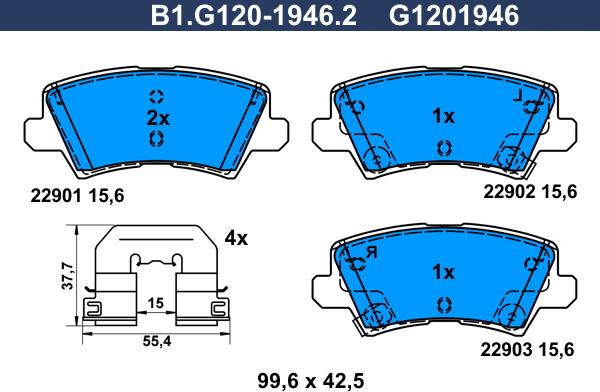 Galfer B1.G120-1946.2 - Kit pastiglie freno, Freno a disco autozon.pro