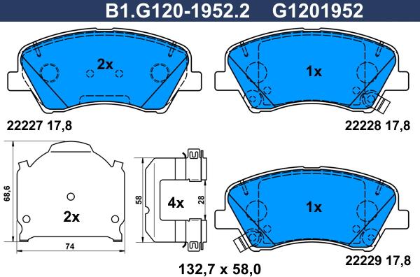 Galfer B1.G120-1952.2 - Kit pastiglie freno, Freno a disco autozon.pro