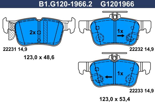 Galfer B1.G120-1966.2 - Kit pastiglie freno, Freno a disco autozon.pro